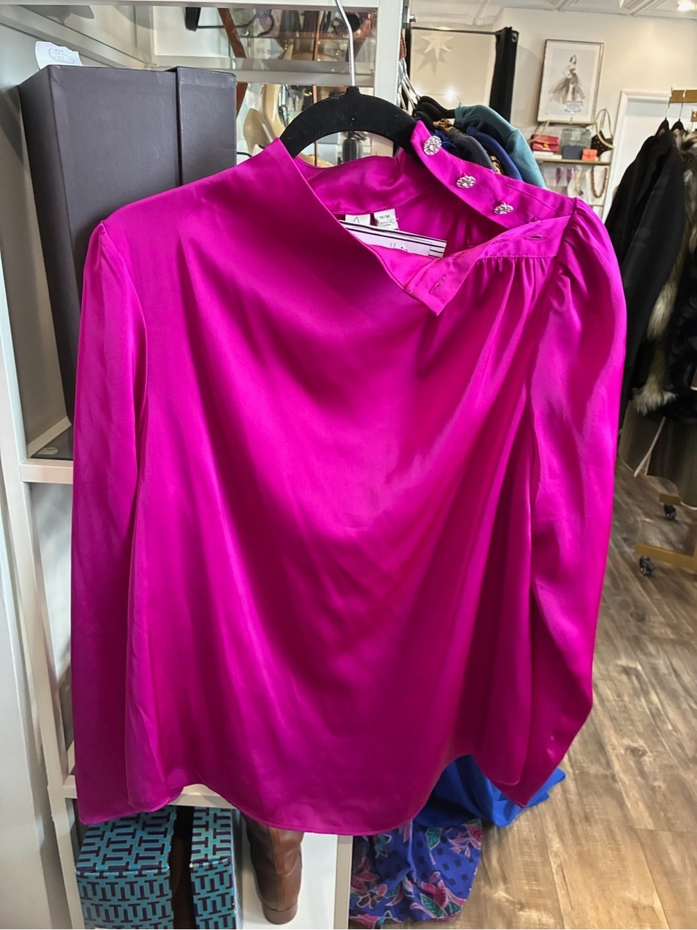 Joie Women's Satin Long-Sleeve Blouse - Fuchsia